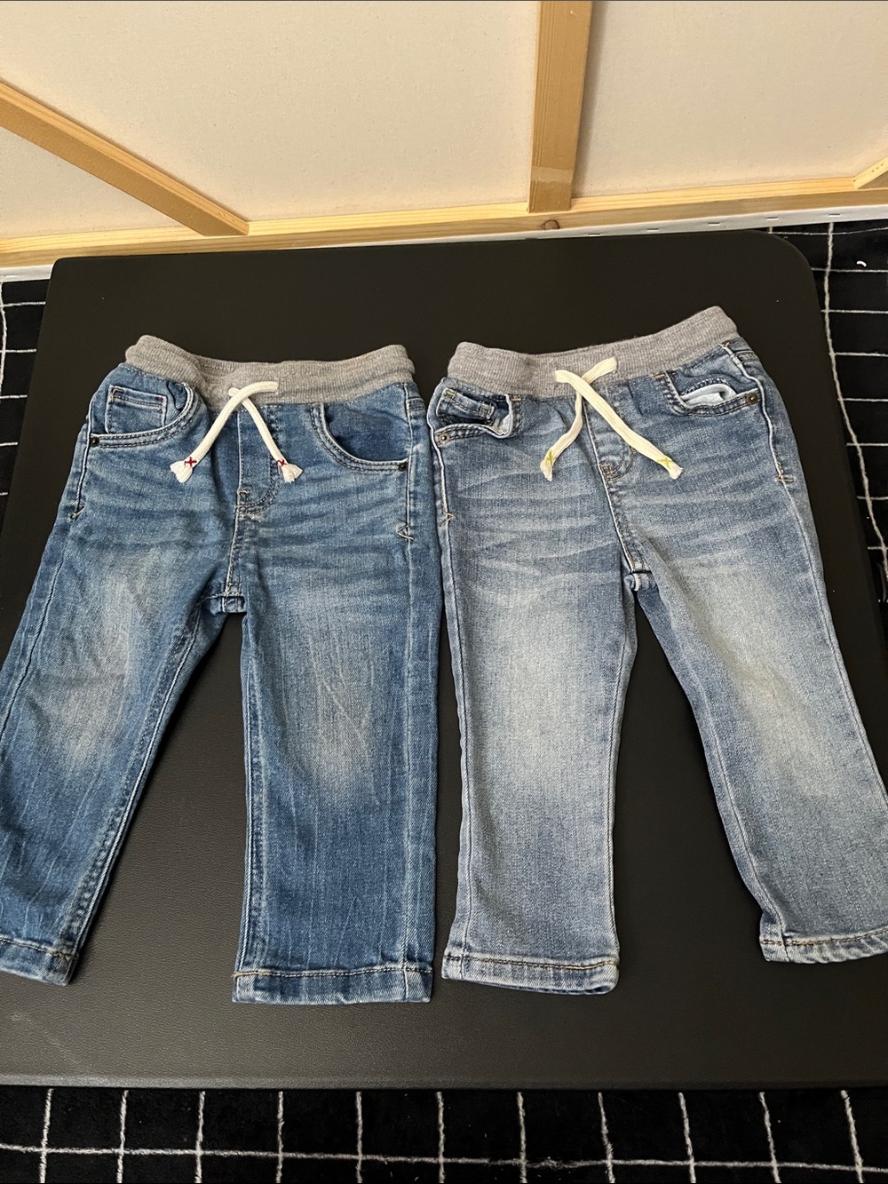 Cat & Jack Blue Denim Jogger Jeans with Gray Waistband